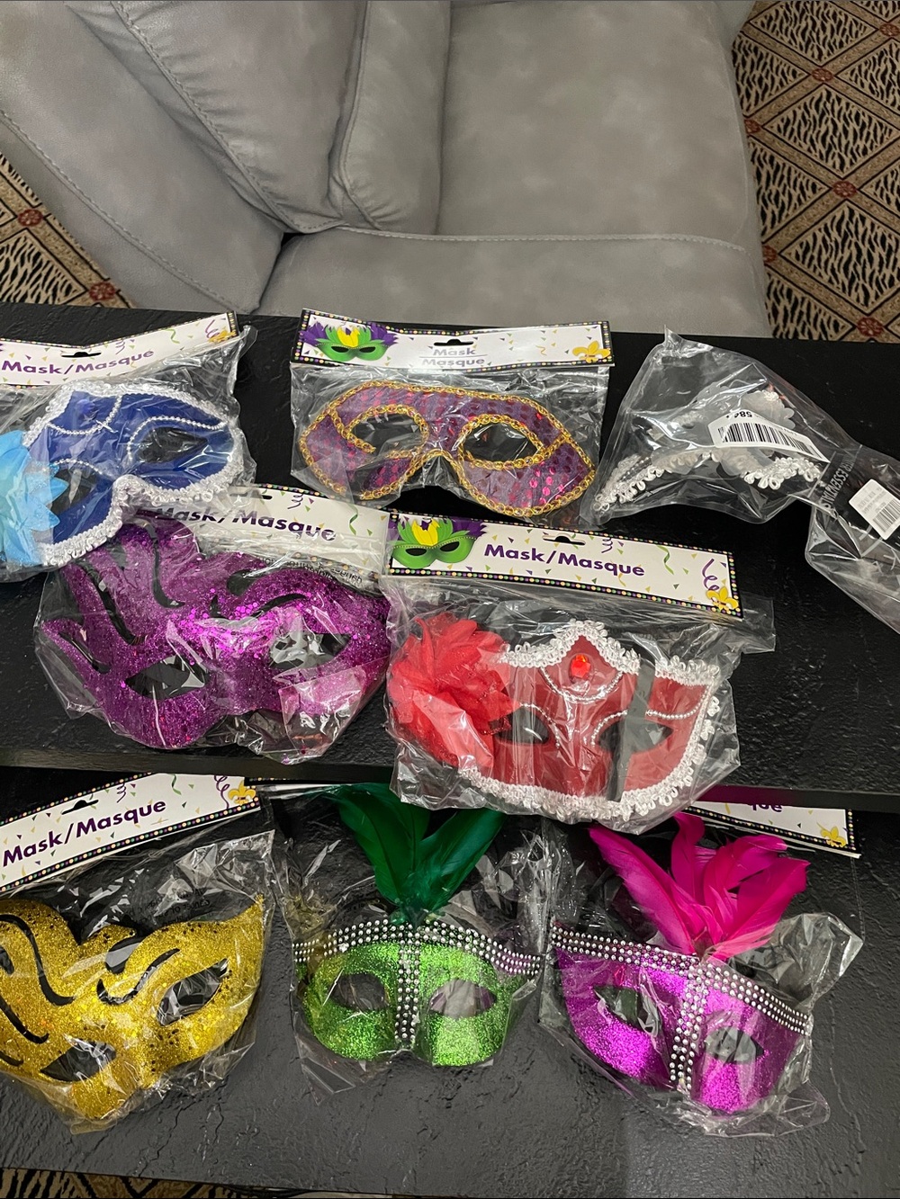 Masquerade Feathered Mask Assortment - Party Supplies 8 pc